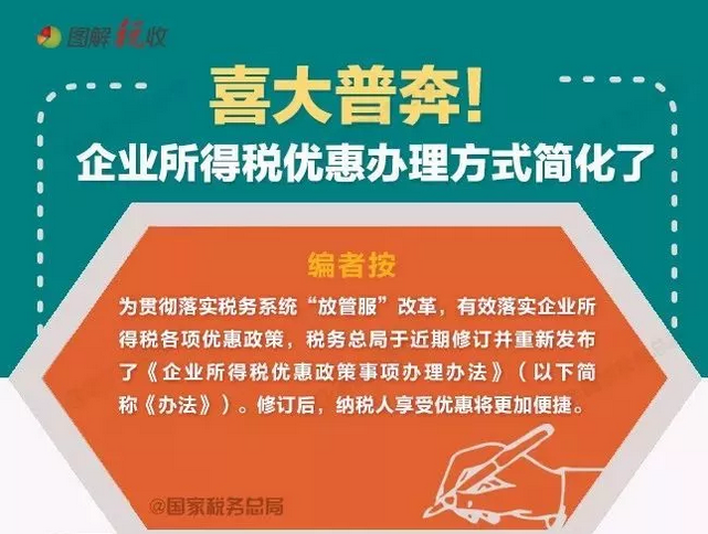 企业所得税优惠办理方式简化了